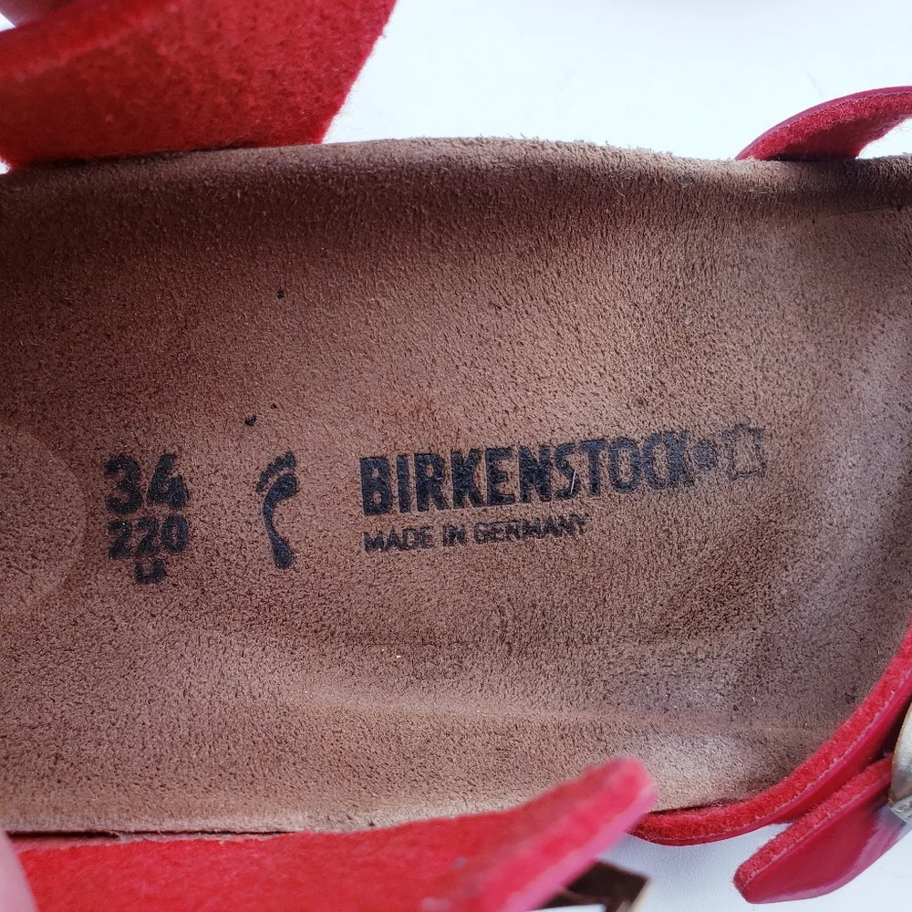 Birkenstock Kid's‎ Taormina Sandals Patent Red Birko-Flor Buckle Euro 34 US 3.5